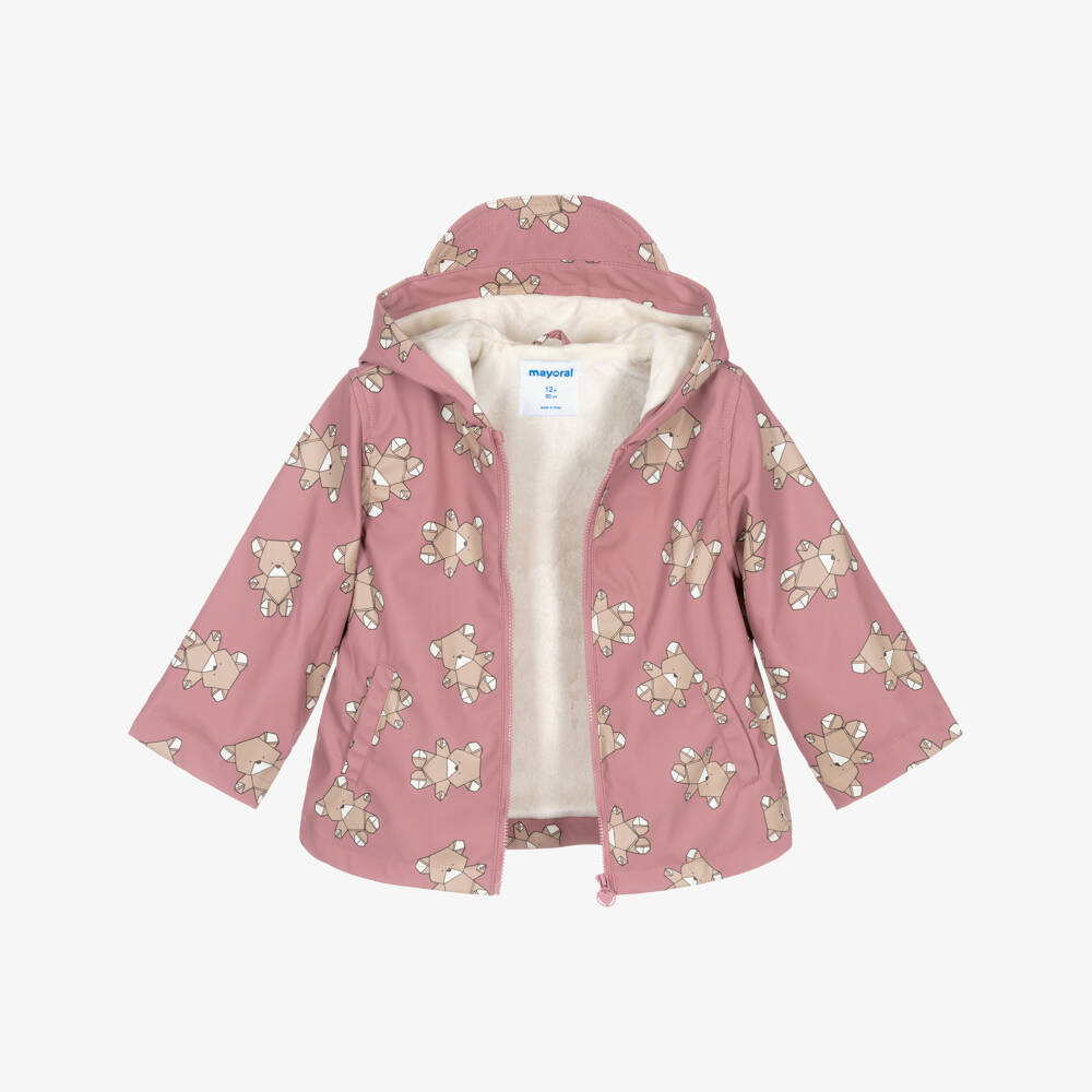Mayoral-Girls Cozy Pink Bear Raincoat | Childrensalon Outlet