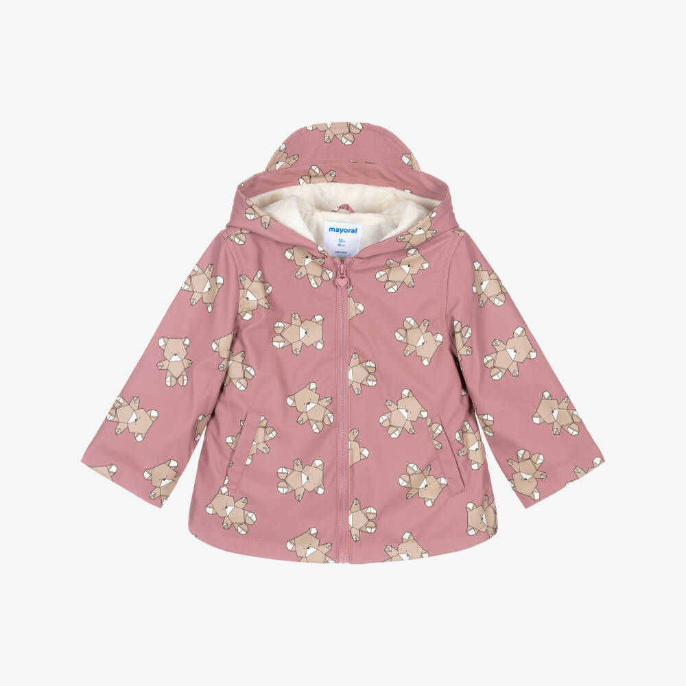 Mayoral-Girls Cozy Pink Bear Raincoat | Childrensalon Outlet
