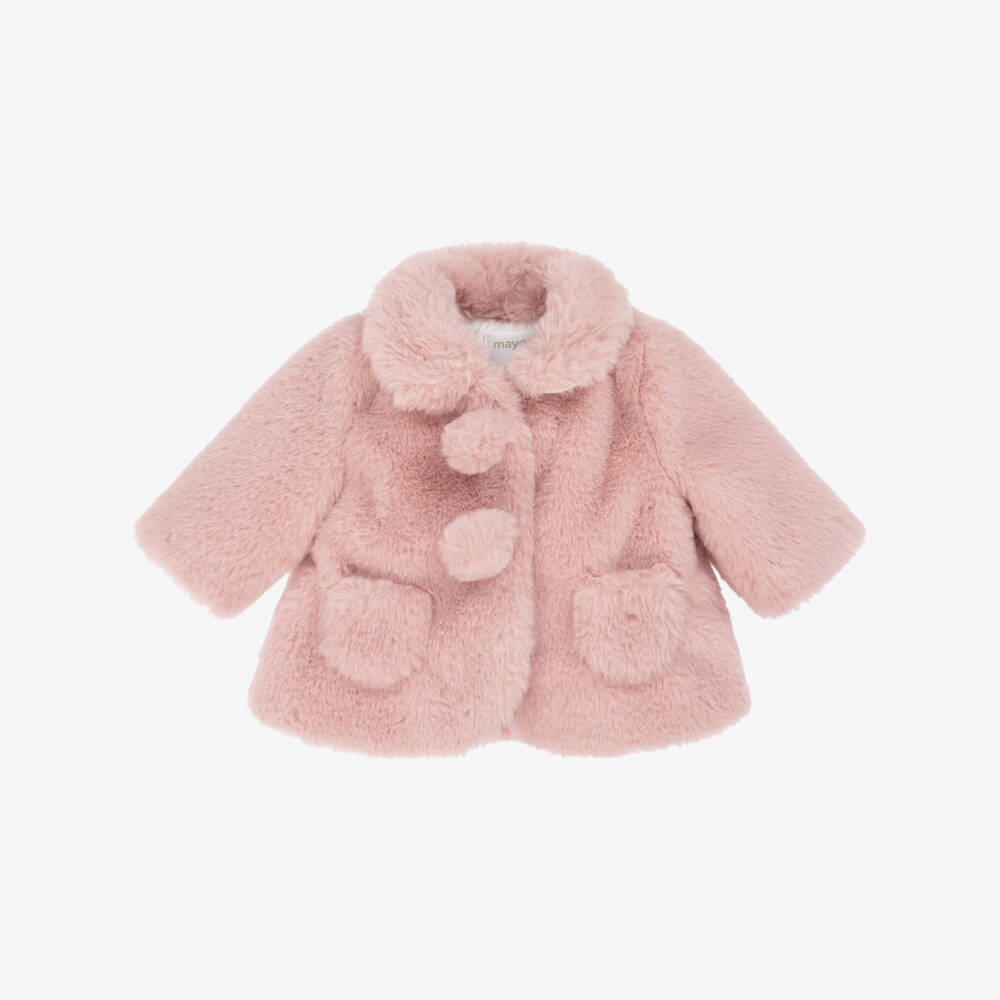 Mayoral Newborn-Girls Cozy Pink Faux Fur Coat | Childrensalon Outlet