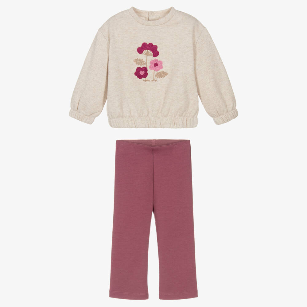 Mayoral-Уютный розовый комплект с цветочным принтом для девочек | Childrensalon Outlet