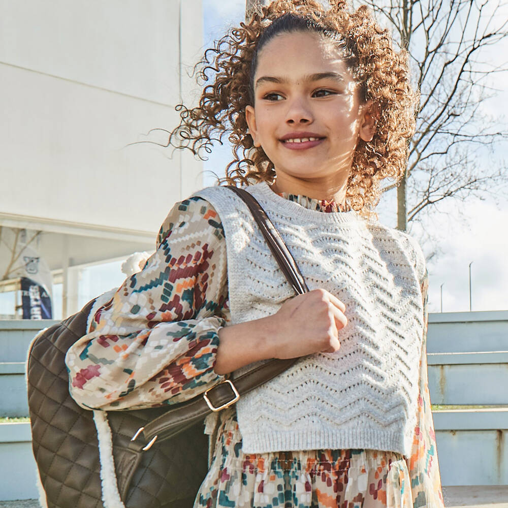 Mayoral-Girls Cream Chevron Knit Vest | Childrensalon Outlet