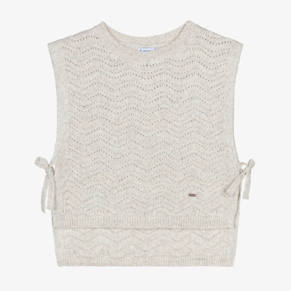 Mayoral-Girls Cream Chevron Knit Vest | Childrensalon Outlet