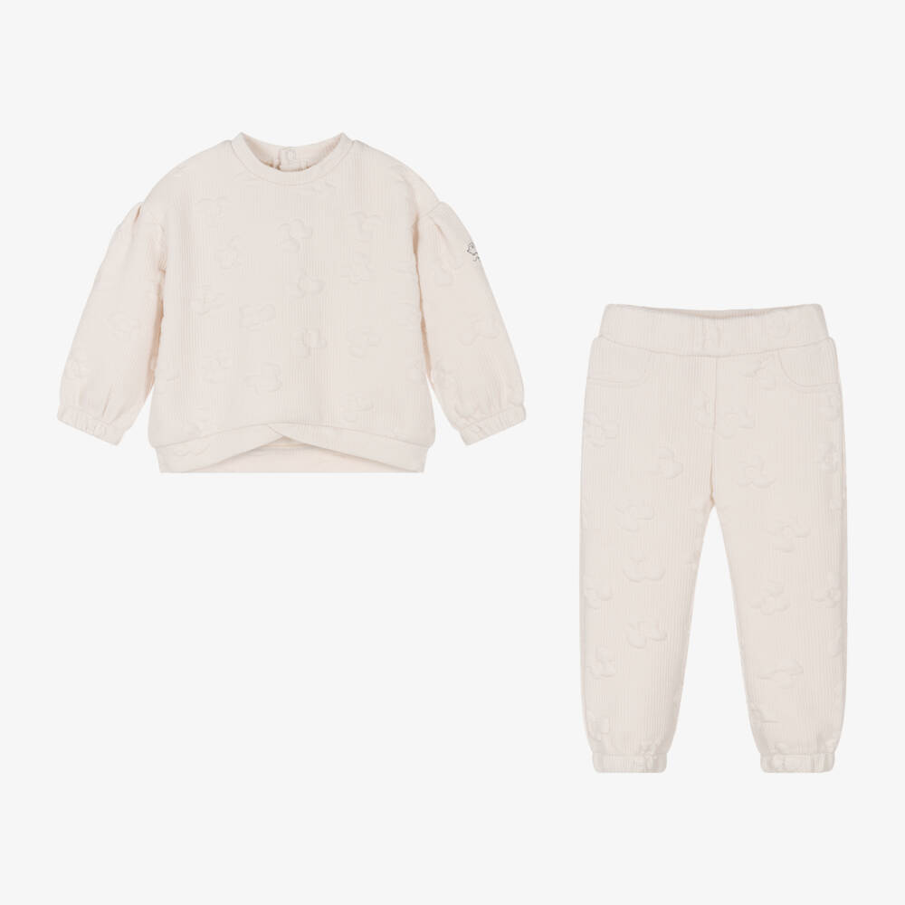 Mayoral-Girls Cream Floral Jersey Set | Childrensalon Outlet