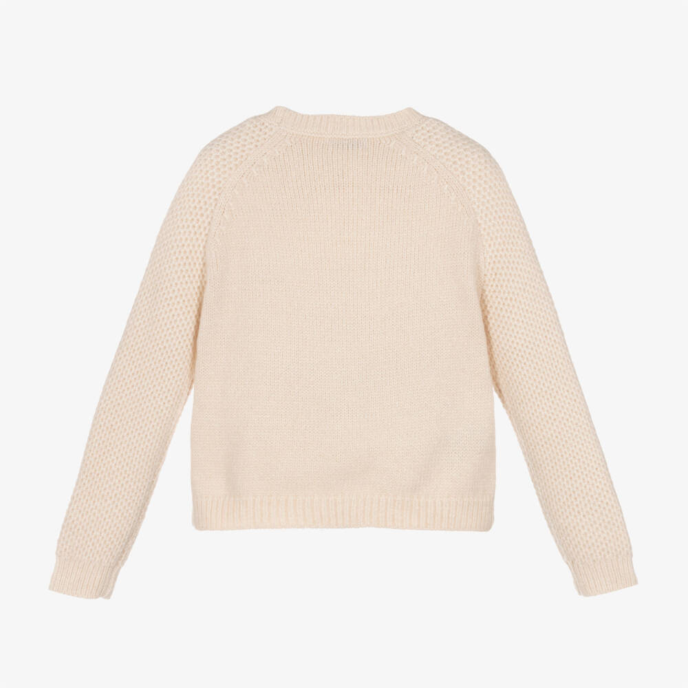 Mayoral-Girls Cream Floral Knit Jumper | Childrensalon Outlet