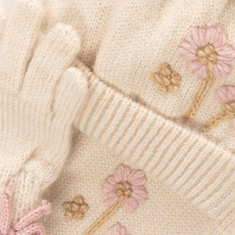 Mayoral-Girls Cream Floral Knit Set | Childrensalon Outlet