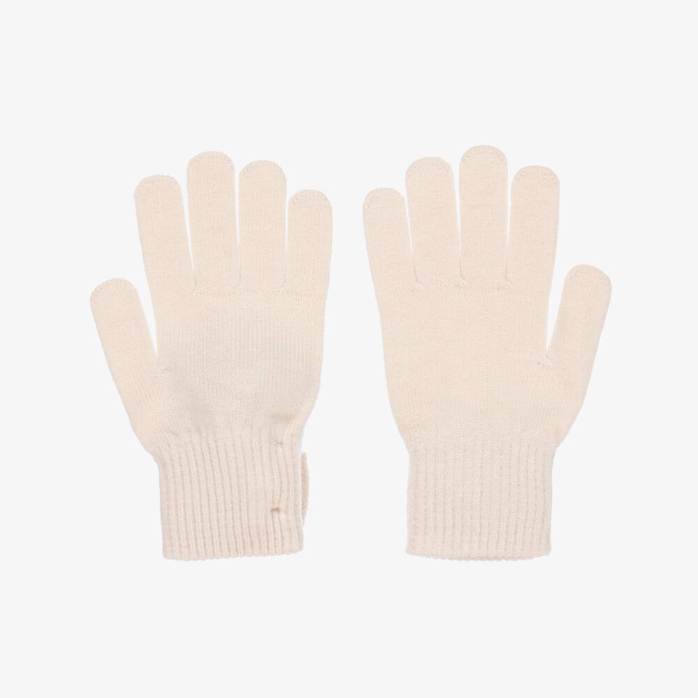 Mayoral-Girls Cream Knit Bow Mittens | Childrensalon Outlet