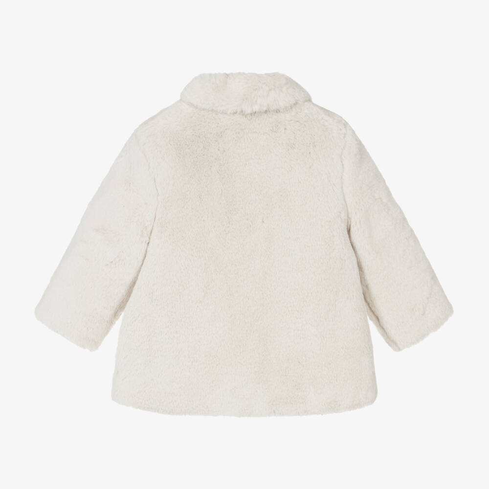 Mayoral Newborn-Girls Cream Plush Fur Jacket | Childrensalon Outlet