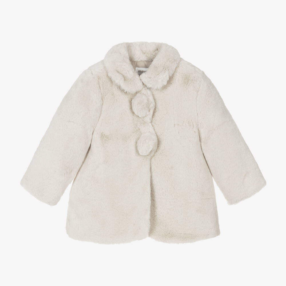 Mayoral Newborn-Girls Cream Plush Fur Jacket | Childrensalon Outlet