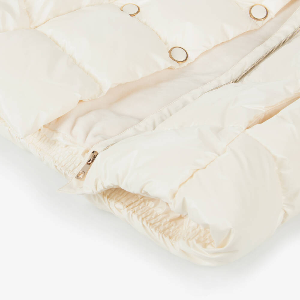 Mayoral-Girls Cream Plush Hooded Puffer | Childrensalon Outlet