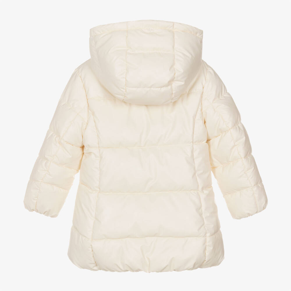 Mayoral-Girls Cream Plush Hooded Puffer | Childrensalon Outlet