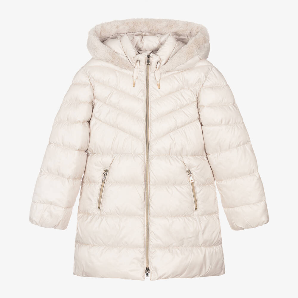 Mayoral-Girls Cream Quilted Coat | Childrensalon Outlet