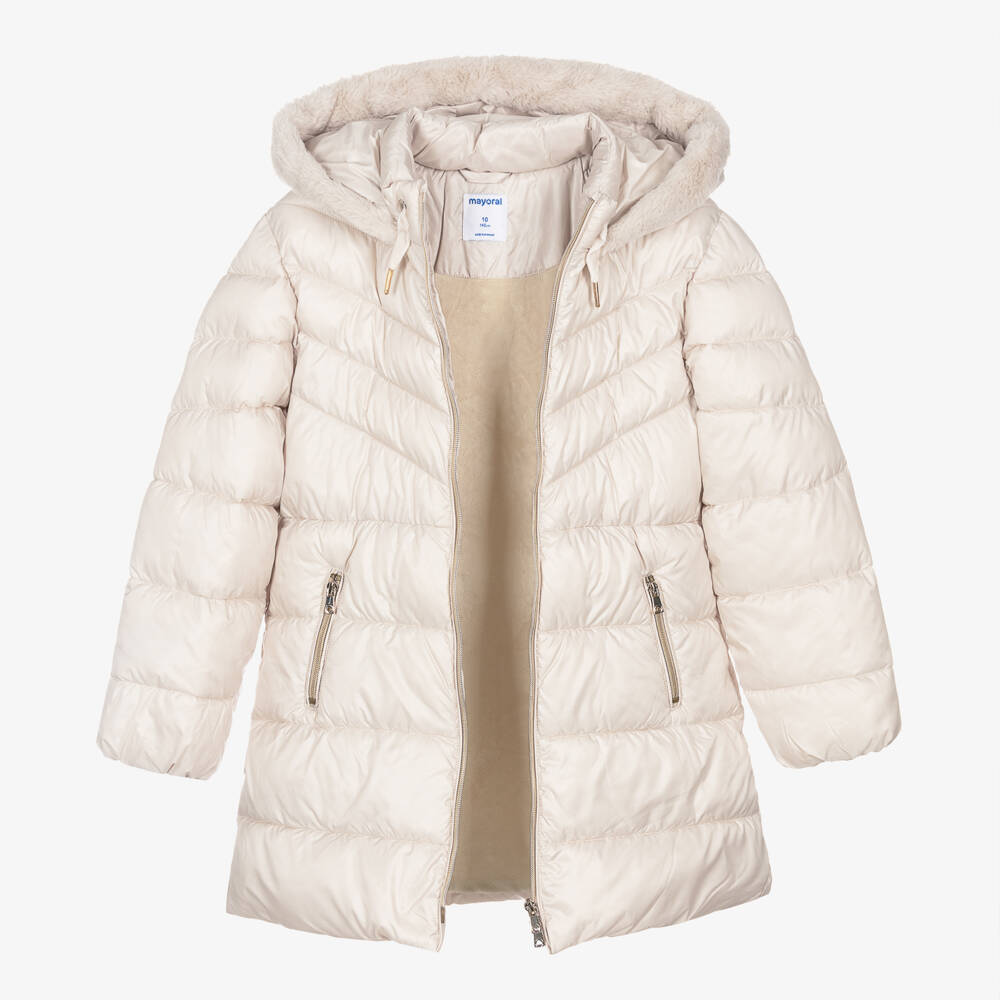 Mayoral-Girls Cream Quilted Coat | Childrensalon Outlet
