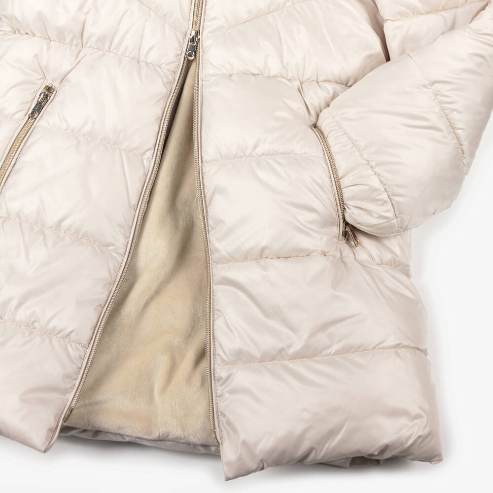 Mayoral-Girls Cream Quilted Coat | Childrensalon Outlet