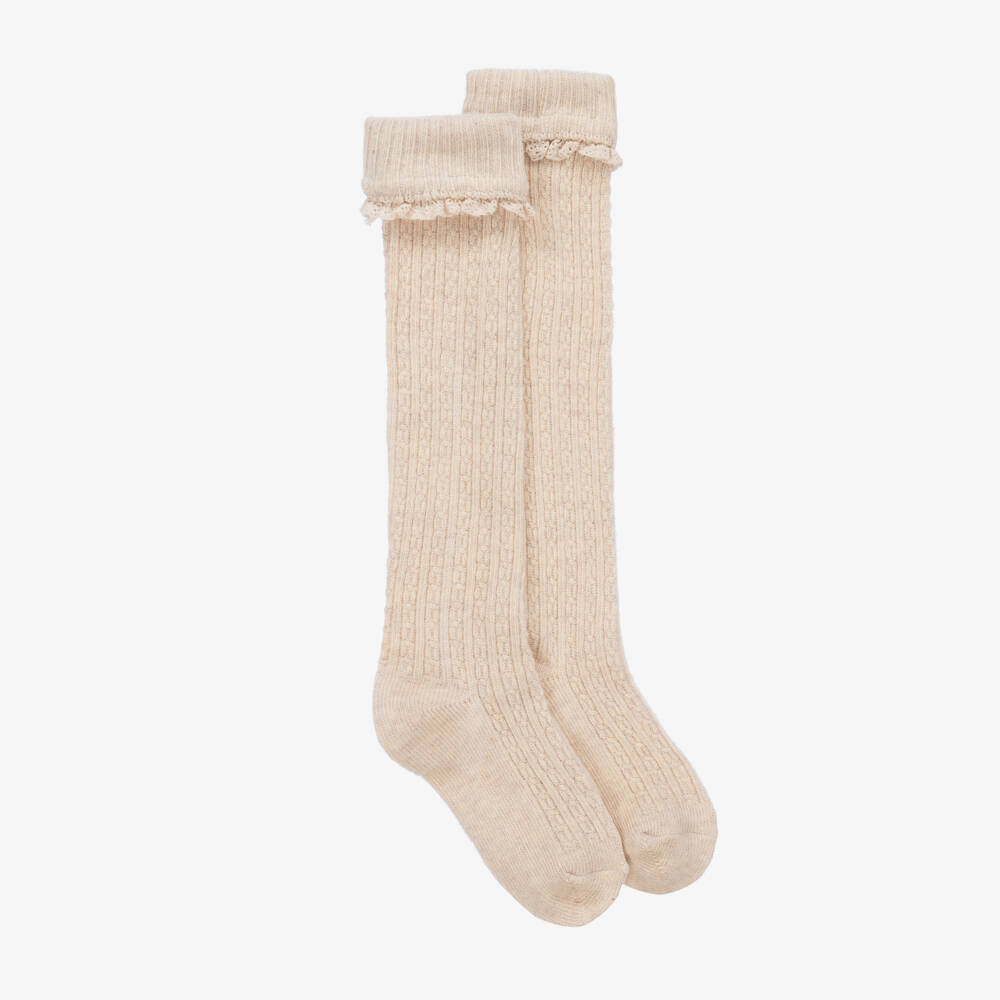 Mayoral-Girls Creamy Cotton Knee Socks | Childrensalon Outlet