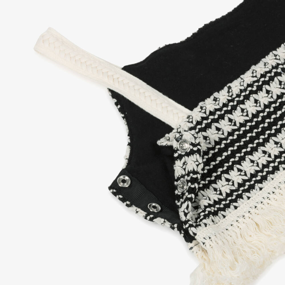 Mayoral-توب كروشيه عاجي وأسود للبنات مع شراشيب | Childrensalon Outlet