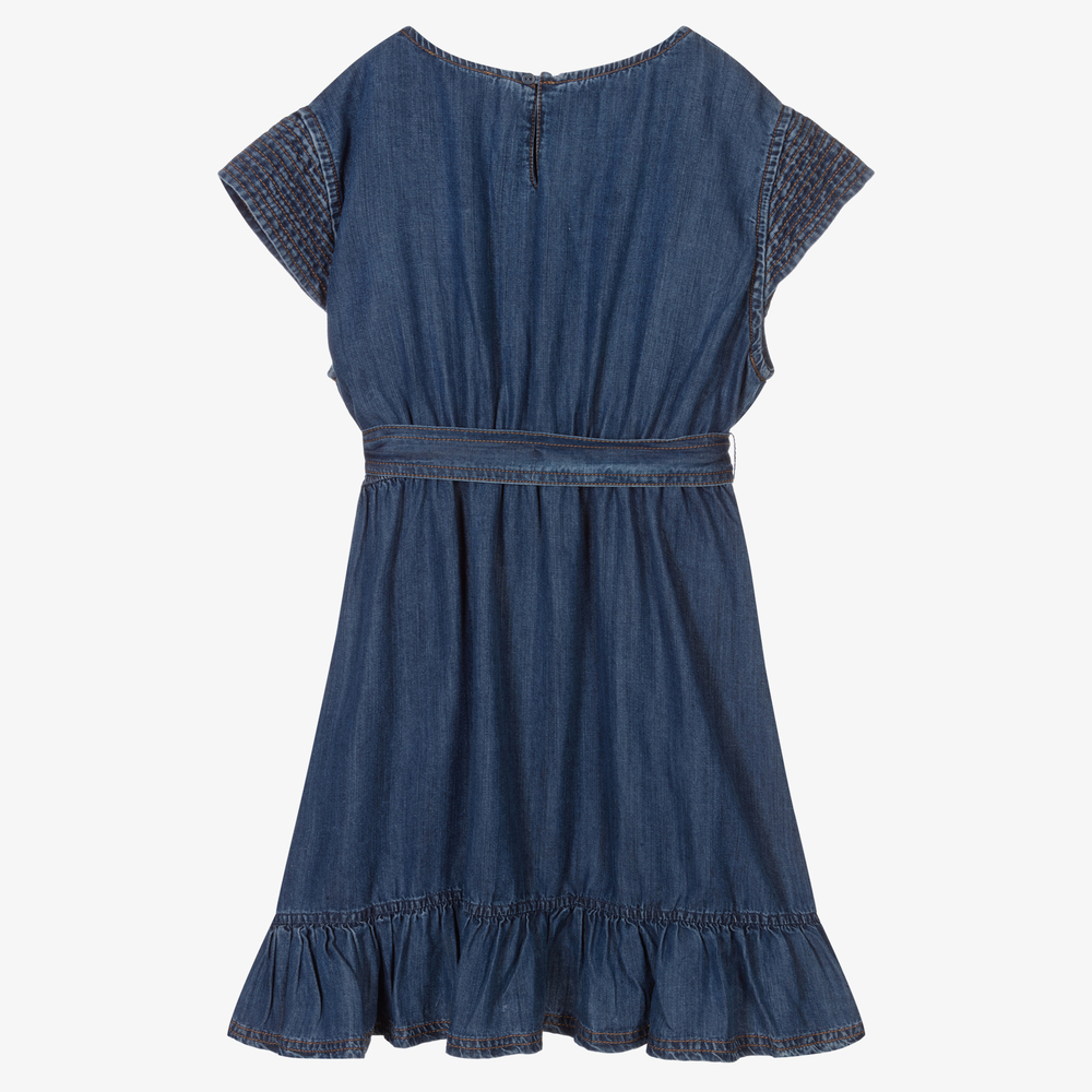 Mayoral-Синее платье из шамбре для девочек | Childrensalon Outlet