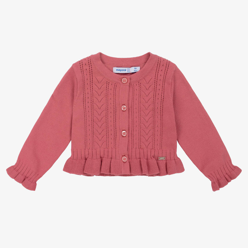 Mayoral - Girls Dark Pink Cotton Cardigan | Childrensalon