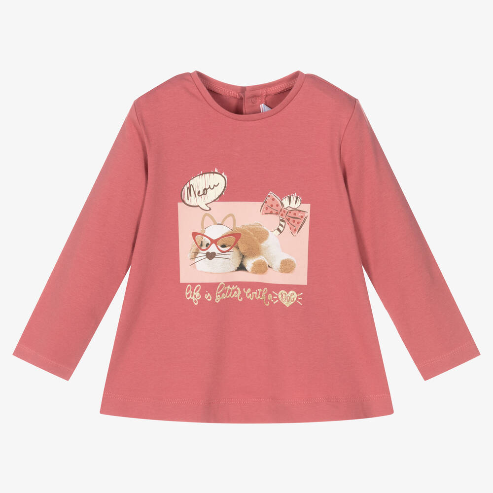 Mayoral - Haut rose foncé en coton Fille | Childrensalon