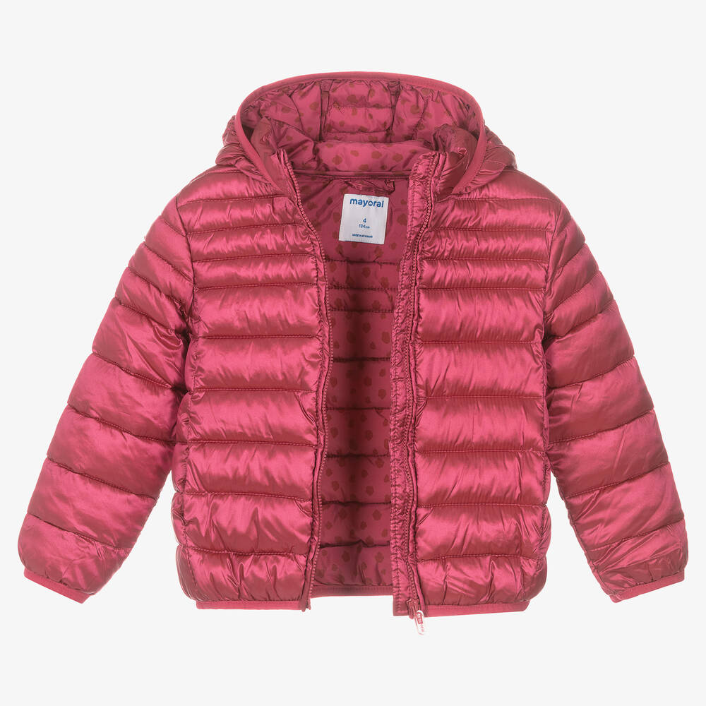 Mayoral-Girls Dark Pink Puffer Jacket | Childrensalon Outlet