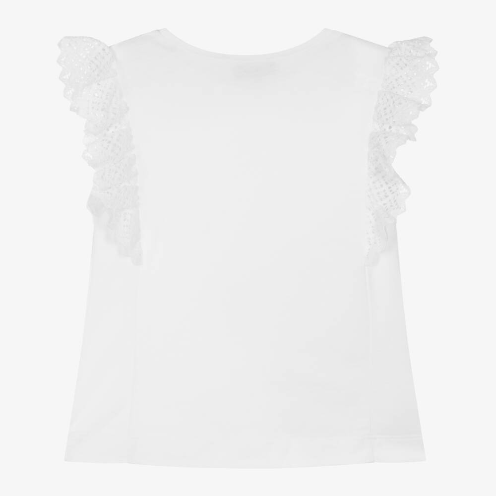 Mayoral-Girls Delicate Lace Scallop Tee | Childrensalon Outlet
