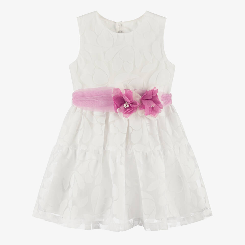 Mayoral-Girls Delicate Sheer Floral Frock | Childrensalon Outlet
