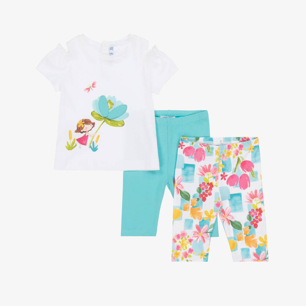 Mayoral-Girls Delightful Blue Leggings Ensemble | Childrensalon Outlet