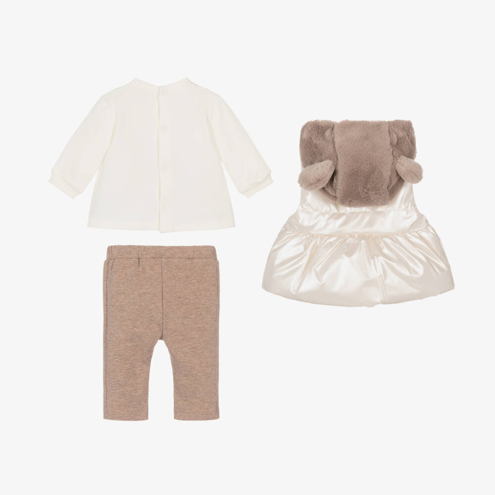 Mayoral Newborn-Girls' Delightful Ivory & Beige Ensemble | Childrensalon Outlet