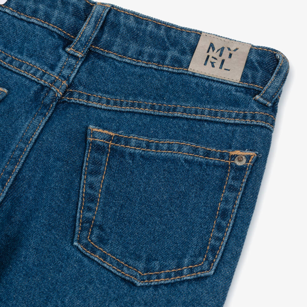 Mayoral-Girls Denim Blue Vintage Style Jeans | Childrensalon Outlet