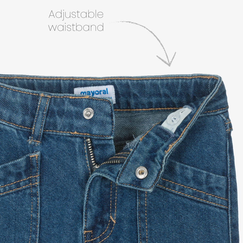 Mayoral-Girls Denim Blue Vintage Style Jeans | Childrensalon Outlet