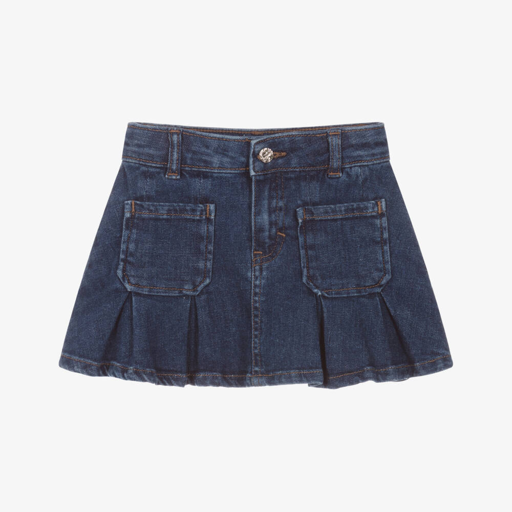 Mayoral-Girls Denim Pleated Blue Skirt | Childrensalon Outlet