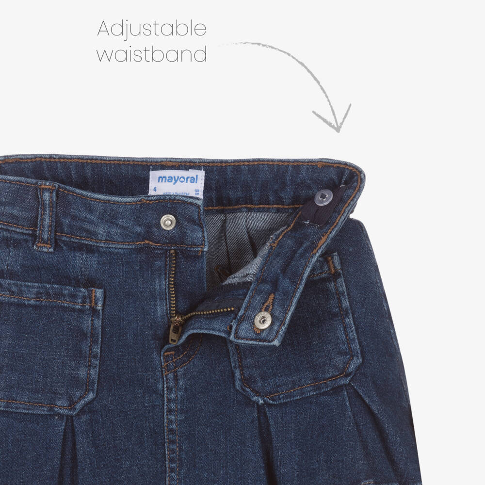 Mayoral-Girls Denim Pleated Blue Skirt | Childrensalon Outlet