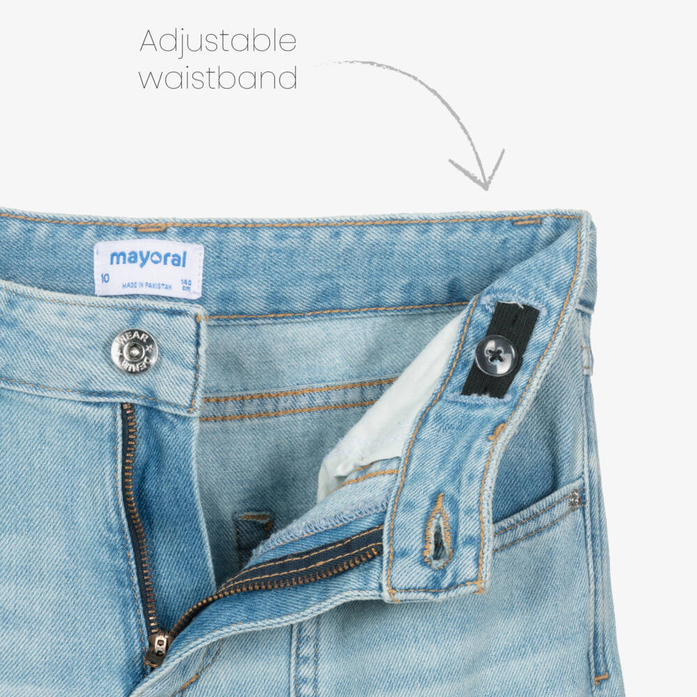 Mayoral-Girls Denim Wide Leg Trousers | Childrensalon Outlet