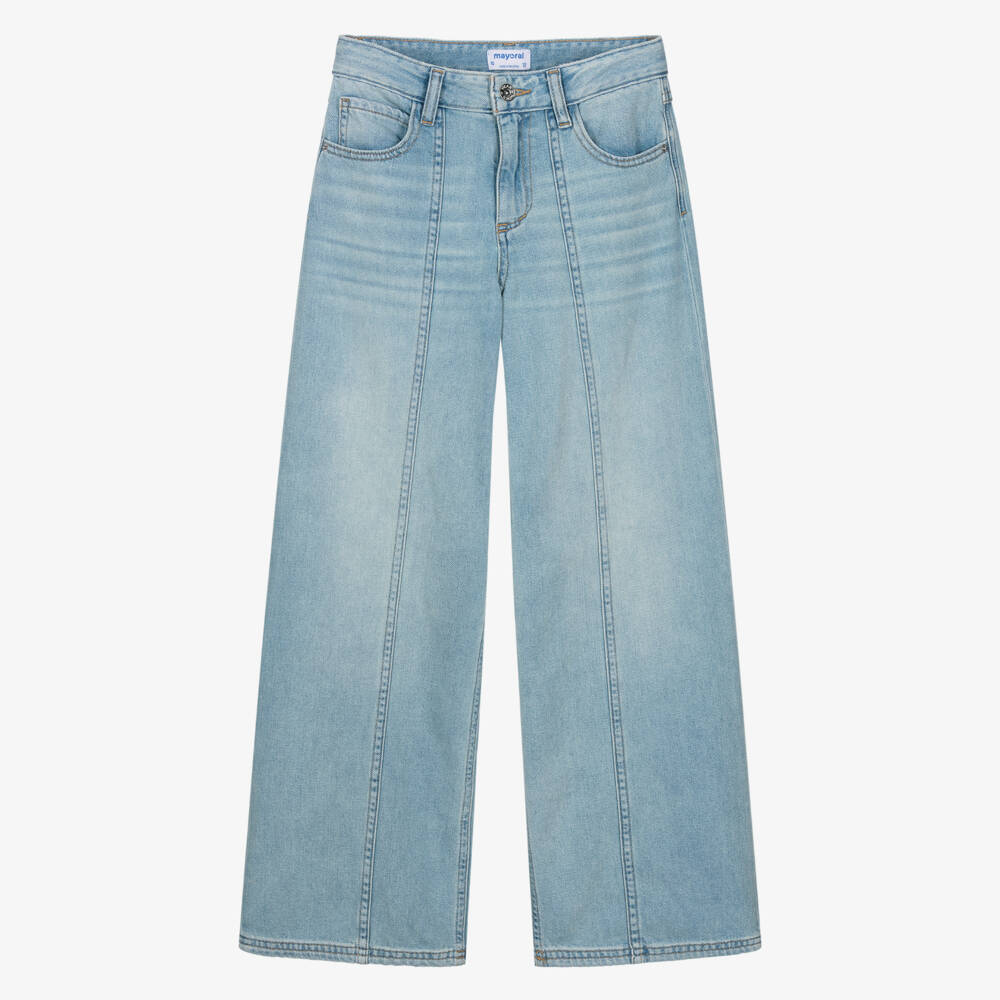 Mayoral-Girls Denim Wide Leg Trousers | Childrensalon Outlet