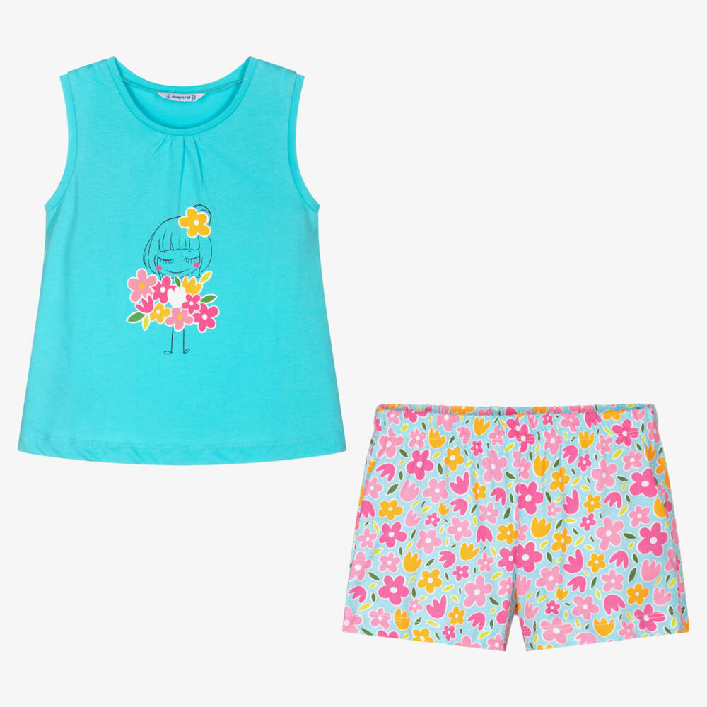 Mayoral-Girls Dreamy Blue Blossom Sleepwear | Childrensalon Outlet