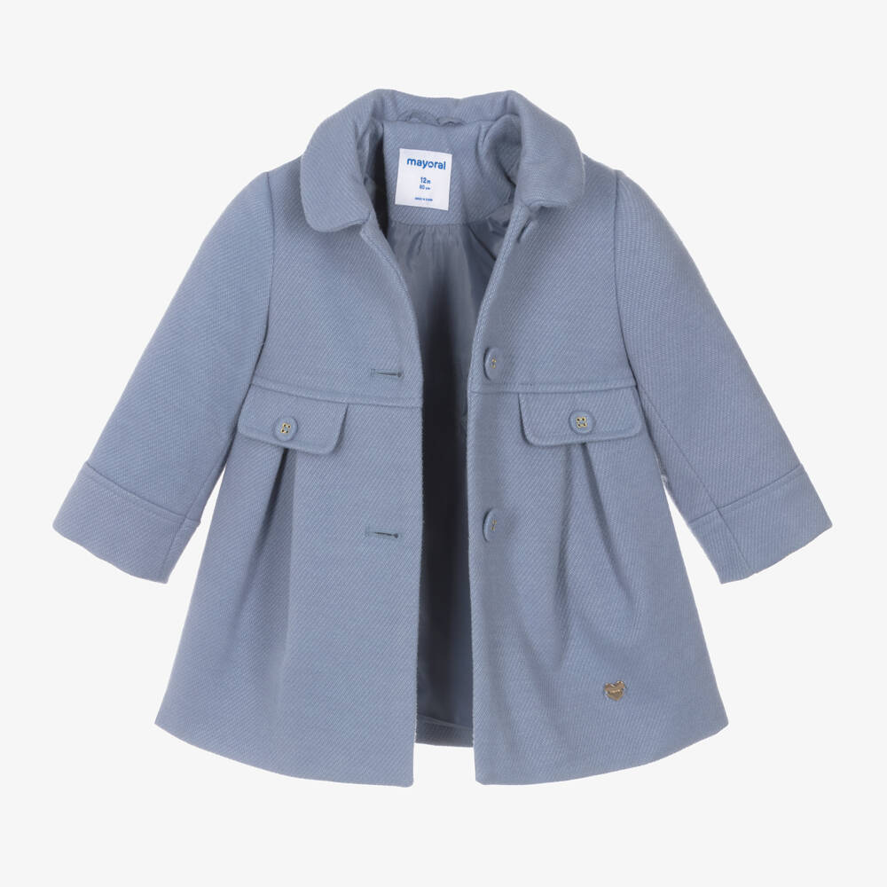 Mayoral-Girls Dusky Blue Wool Blend Coat | Childrensalon Outlet