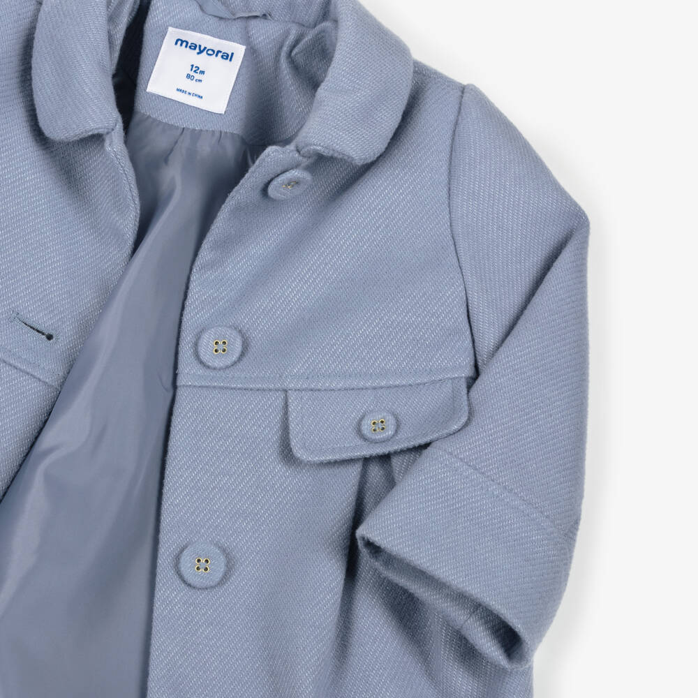 Mayoral-Girls Dusky Blue Wool Blend Coat | Childrensalon Outlet