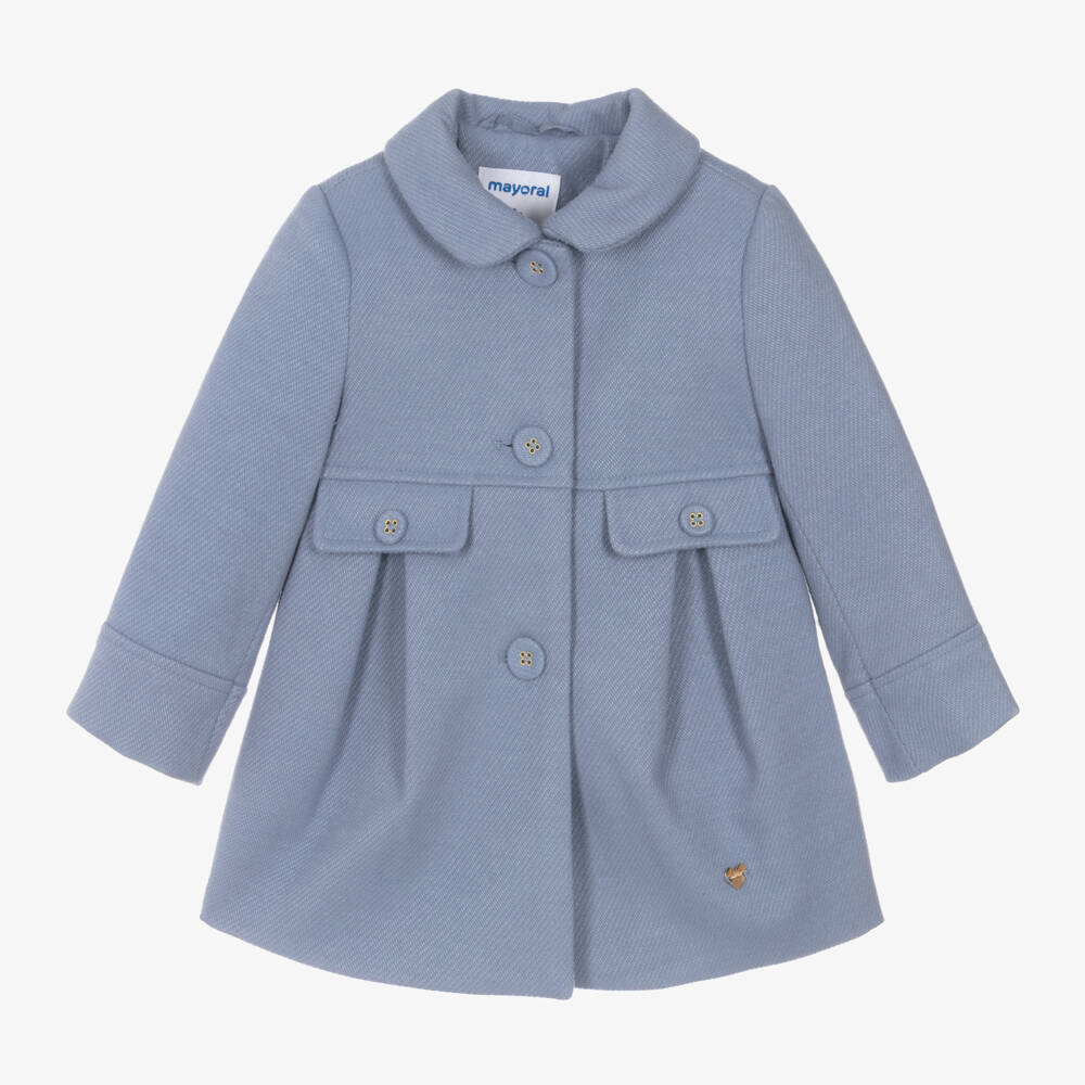 Mayoral-Girls Dusky Blue Wool Blend Coat | Childrensalon Outlet