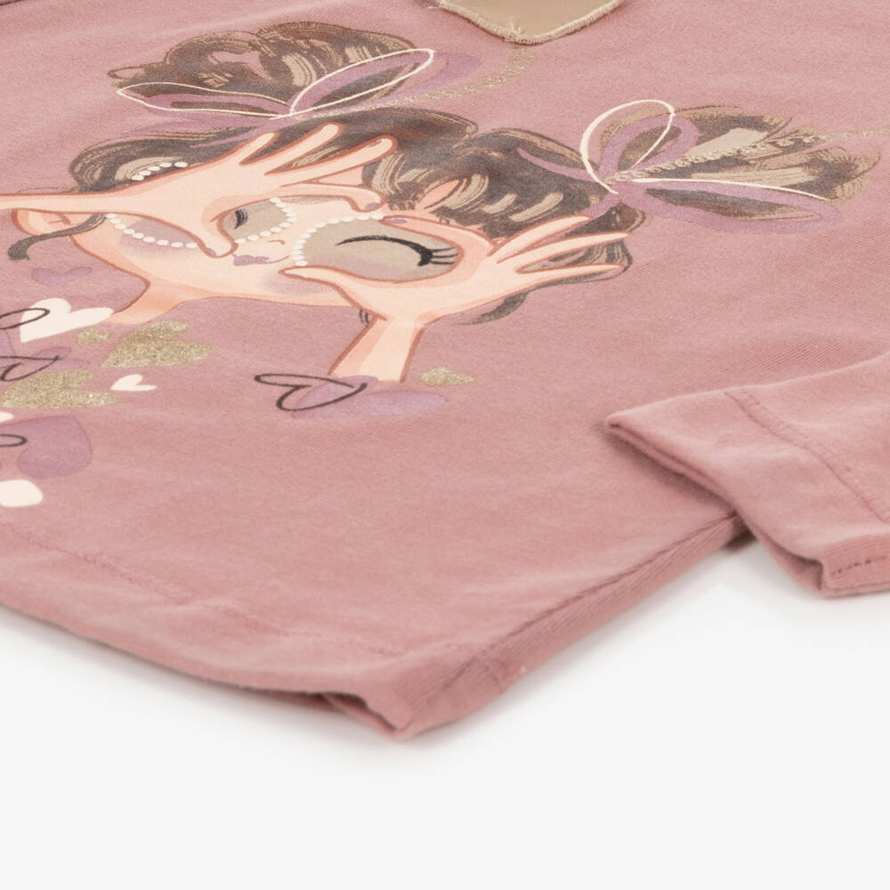 Mayoral-Girls Dusky Pink Cotton Tee | Childrensalon Outlet