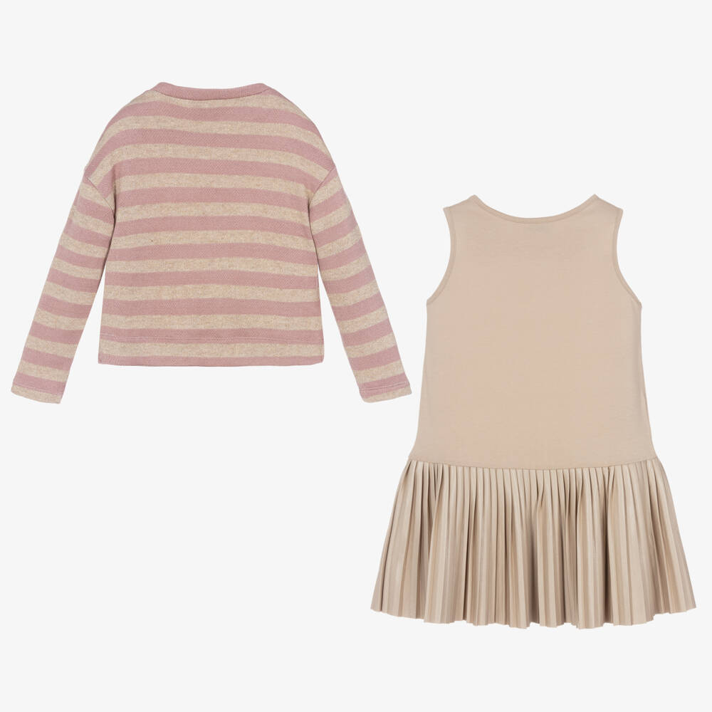 Mayoral-طقم فستان مقلم لون وردي | Childrensalon Outlet