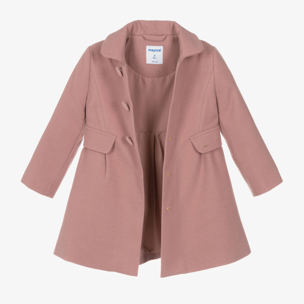 Mayoral-Girls Dusky Pink Felted Jacket | Childrensalon Outlet