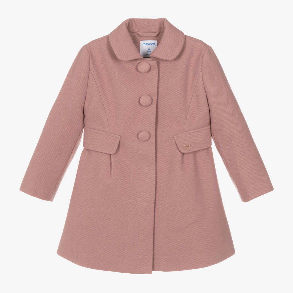 Mayoral-Girls Dusky Pink Felted Jacket | Childrensalon Outlet