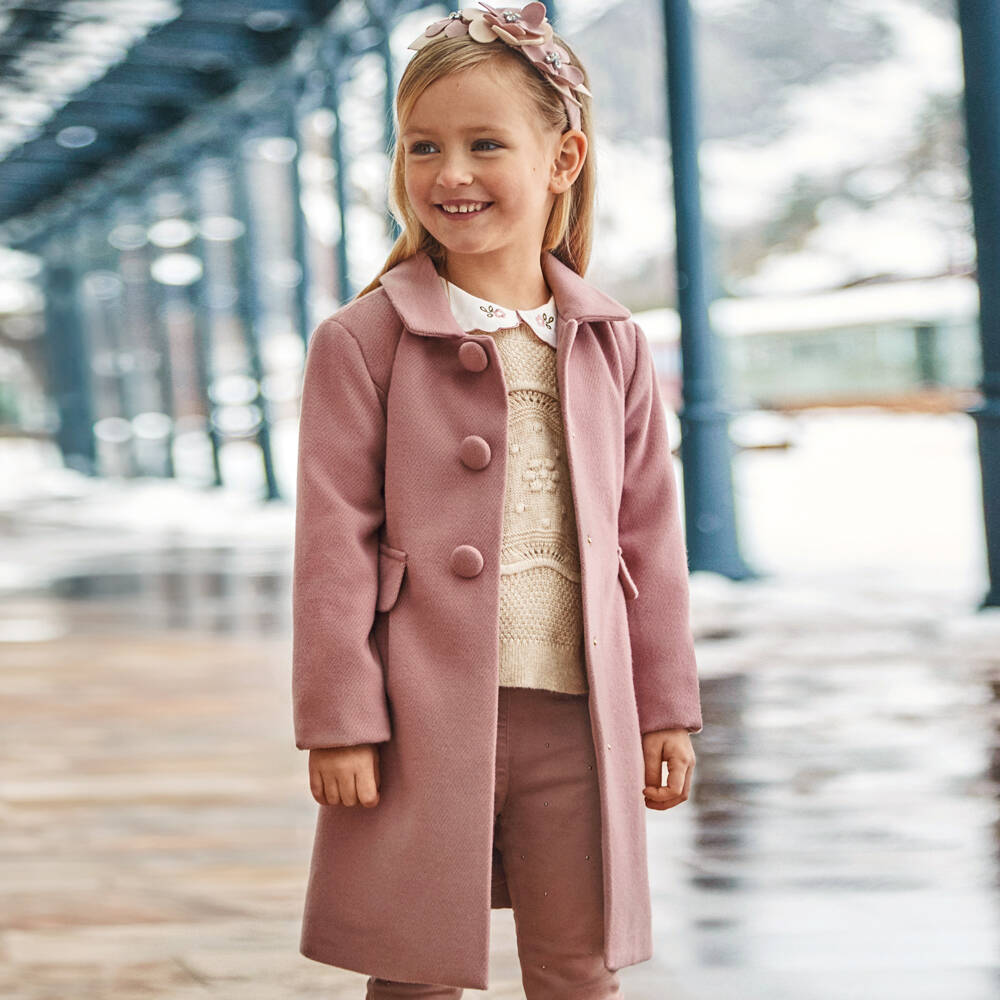 Mayoral-Girls Dusky Pink Felted Jacket | Childrensalon Outlet