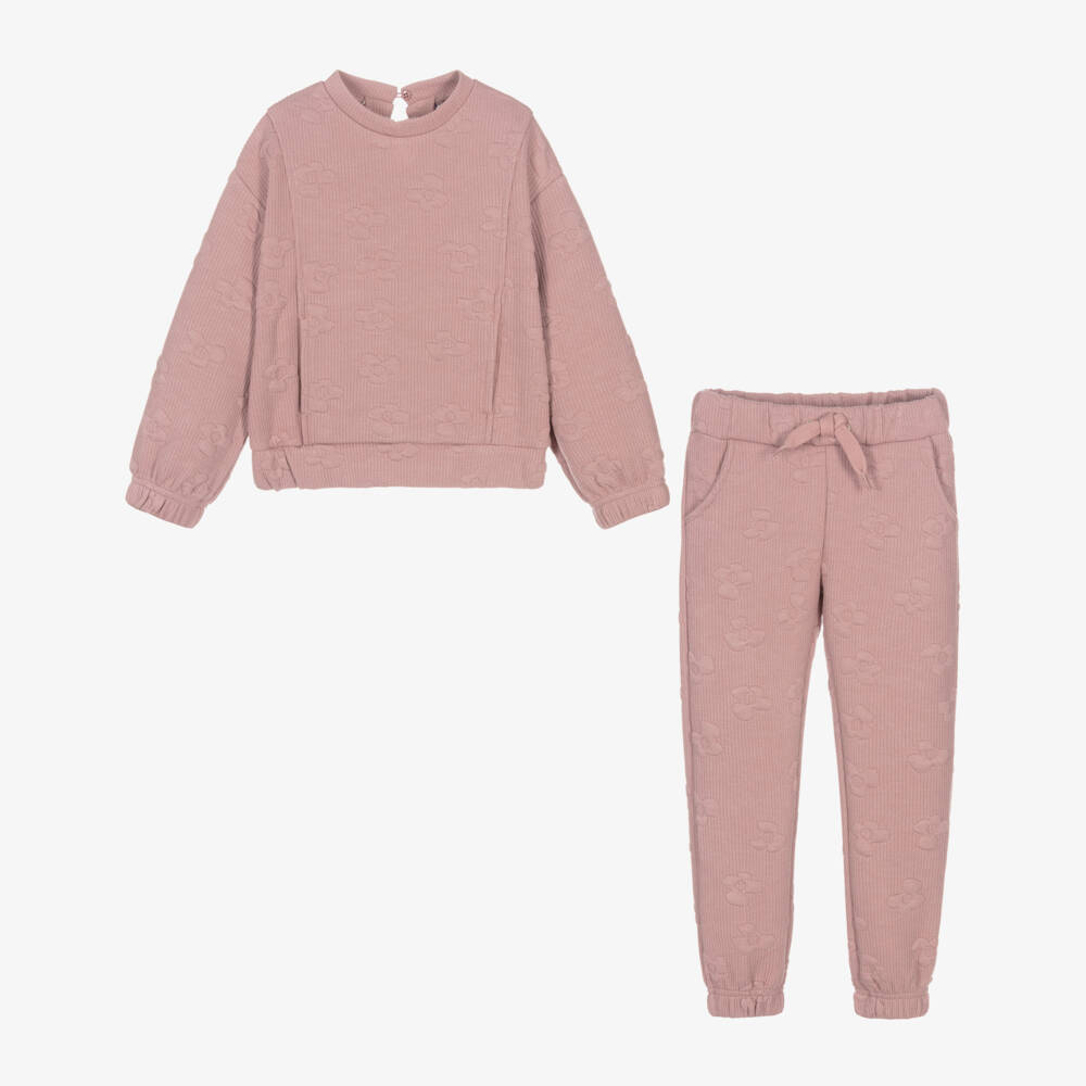 Mayoral-Girls Dusky Pink Floral Tracksuit | Childrensalon Outlet