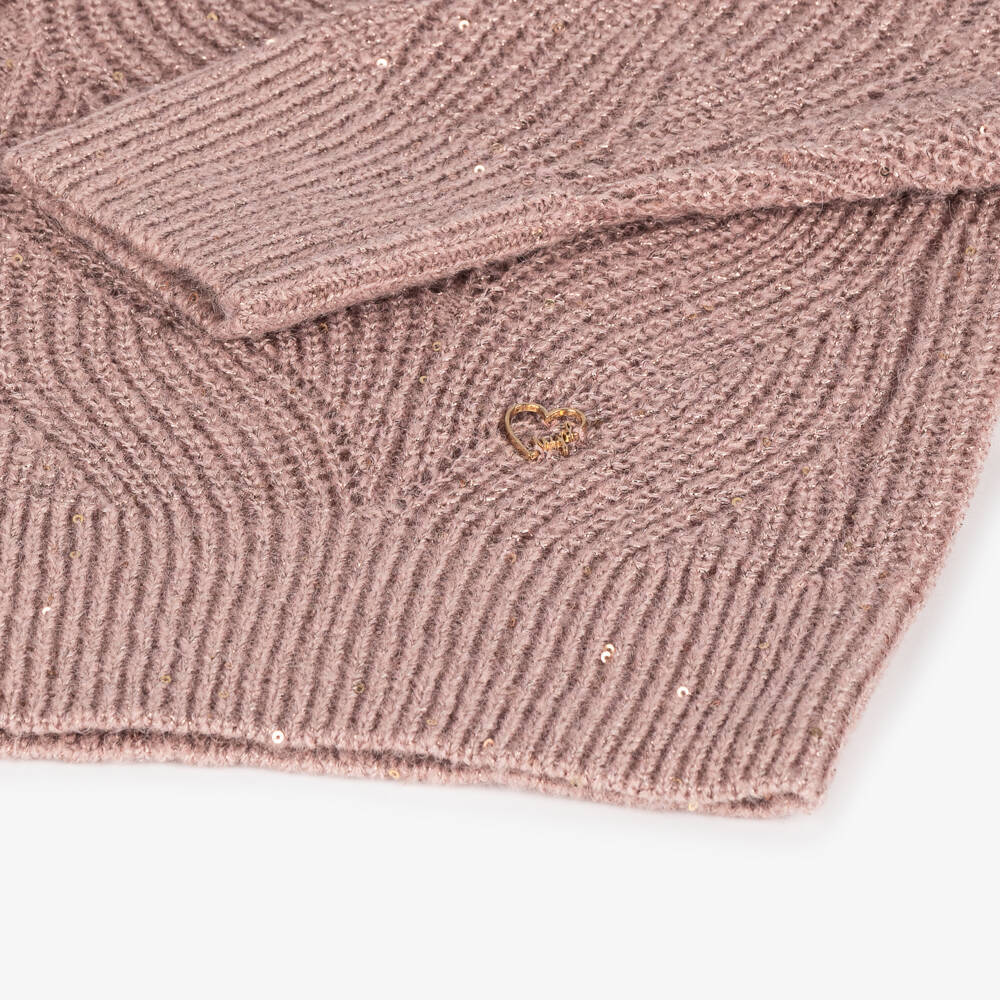 Mayoral-Girls Dusky Pink Glitter Sweater | Childrensalon Outlet