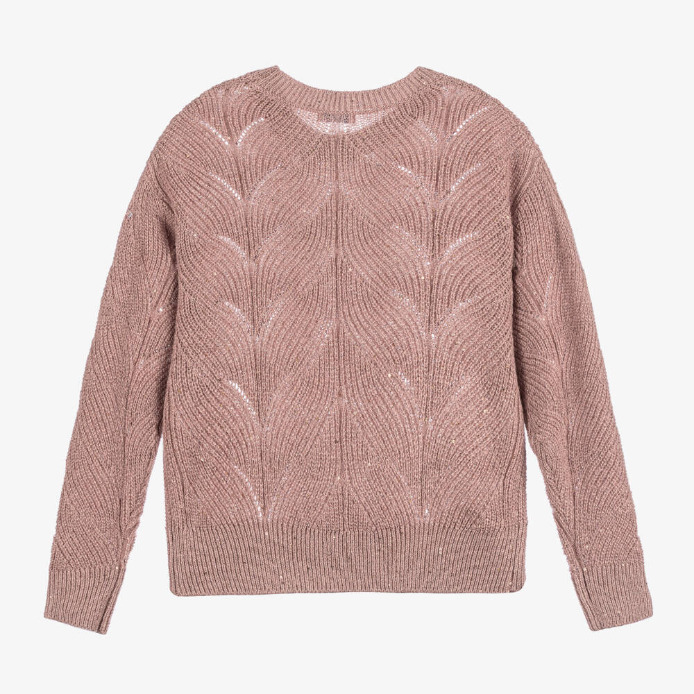 Mayoral-Girls Dusky Pink Glitter Sweater | Childrensalon Outlet