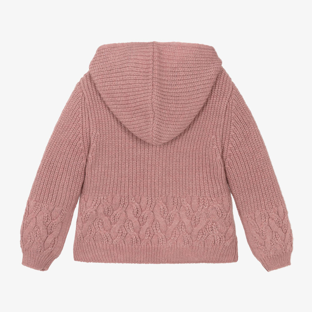 Mayoral-Girls Dusky Pink Knit Hoodie | Childrensalon Outlet