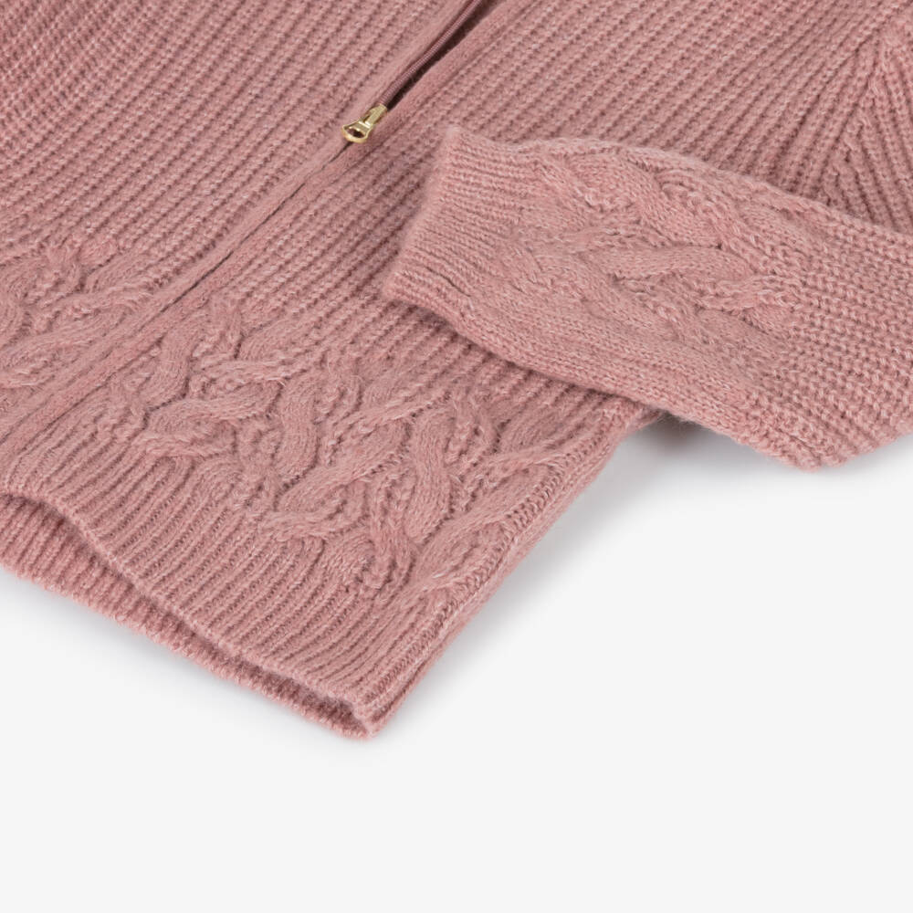 Mayoral-Girls Dusky Pink Knit Hoodie | Childrensalon Outlet