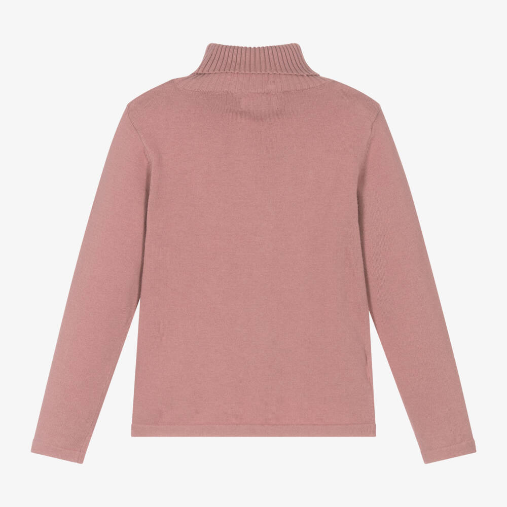 Mayoral-Girls Dusky Pink Knit Polo Neck | Childrensalon Outlet