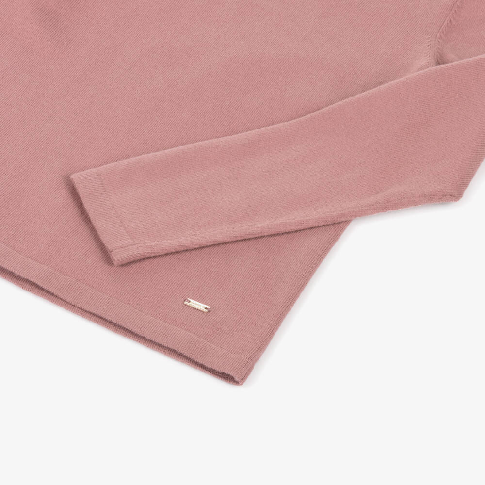 Mayoral-Girls Dusky Pink Knit Polo Neck | Childrensalon Outlet