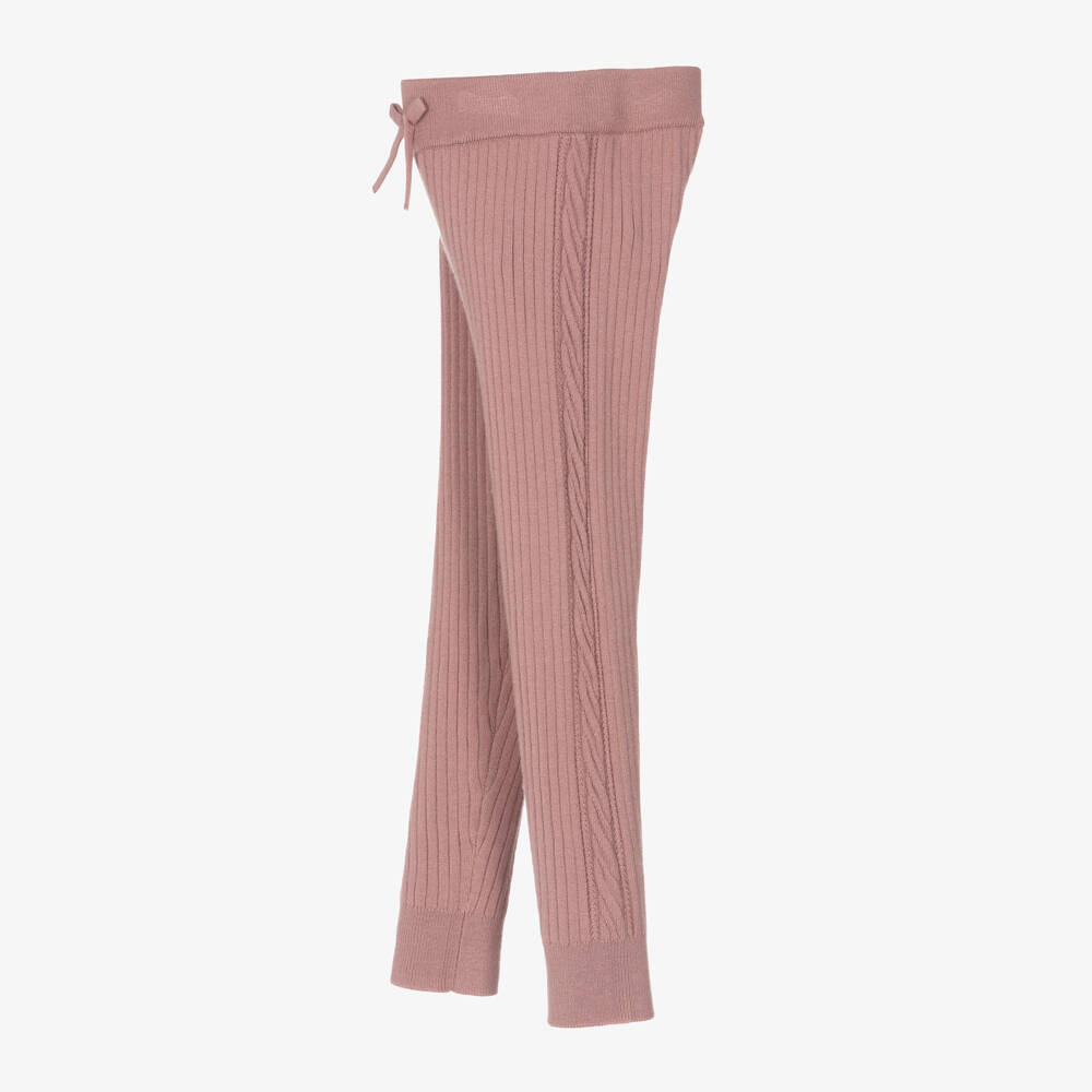 Mayoral-Girls Dusky Pink Knitted Leggings | Childrensalon Outlet